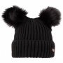 Дамска черна модерна плетена зимна шапка с пух- SUYUTTİ, снимка 1 - Шапки - 38155833