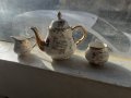 Английски порцелан сет за чай със дебела позлата, снимка 1 - Антикварни и старинни предмети - 43542449