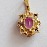 Златен медальон с розов сапфир, снимка 4 - Колиета, медальони, синджири - 37525125