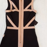 Черна луксозна ластична рокля с бежова гарнитура , с дълъг стабилен цип , елегантна , къса, секси , снимка 13 - Рокли - 37249692
