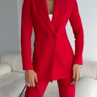 Дамски костюм с панталон и сако, Vitalite, червен, 36-38-40-42-44-46, снимка 2 - Костюми - 43506544