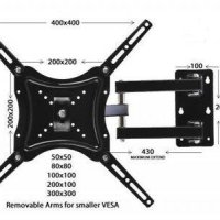 Стойка за телевизор на стена с универсален захват и подвижно рамо, снимка 10 - Стойки, 3D очила, аксесоари - 43777288