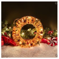 Коледен светещ венец, борови плодове с 10 лампи, снимка 2 - Декорация за дома - 34773415