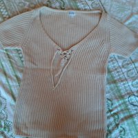 Блузка с къс ръкав плетена, снимка 1 - Тениски - 28276125