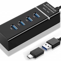 iAmotus USB хъб, 4 порта USB 3.0 Superspeed 5Gps, многопортов адаптер с LED светлина