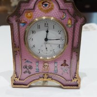 Каретен часовник-Сребърен гилеше  емайл часовник/Silver and Guilloche enamel Carriage Clock/, снимка 2 - Колекции - 38836804