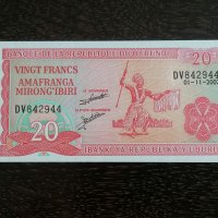 Банкнота - Бурунди - 20 франка UNC | 2007г., снимка 2 - Нумизматика и бонистика - 26231696
