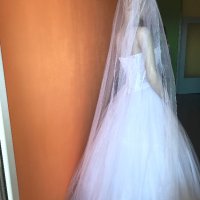 Булчинска рокля №3 - НОВА ! С воал, чанта, ръкавици и венче, снимка 6 - Сватбени рокли - 37367462
