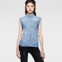 Нова! G-star Raw Lancer Boyfriend Sleeveless Shirt WMN Дамска Дънкова Риза без Ръкав Размер М, снимка 2 - Ризи - 37830359