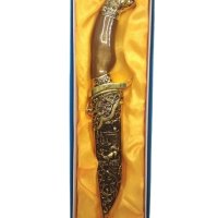 Сувенирен гравиран нож кинжал с дръжка елен и кубур, снимка 5 - Ножове - 43869180