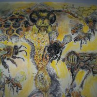 "Пчели" картина на художничката Десислава Илиева, снимка 4 - Картини - 28114634