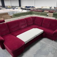 Червен ъглов диван от плат с ф-я сън и ел.лежанка "SC Classic", снимка 3 - Дивани и мека мебел - 39971796