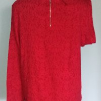 Еластична блуза от червена дантела / голям размер , снимка 3 - Блузи с дълъг ръкав и пуловери - 26744245