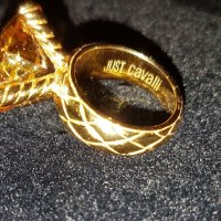 Just Cavalli-оригинален нов,18к.позлатен пръстен със естествен цитрин, снимка 1 - Пръстени - 35373774