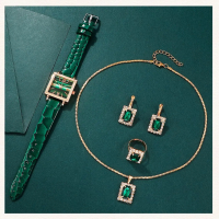  	Комплект Дамски моден кварцов часовник+бижута,5 артикула, снимка 6 - Дамски - 44862187