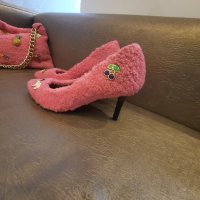 Сладък комплект (наситено розово ,еко плат) , снимка 4 - Дамски обувки на ток - 44126910