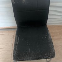 Стол с метална конструкция и кожена седалка, снимка 2 - Столове - 43532358