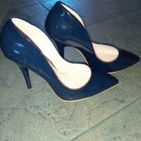 Дамски тъмно сини обувки на висок ток, снимка 1 - Дамски елегантни обувки - 28263436