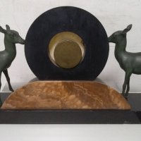 Часовник с бронзови фигури на елени, снимка 6 - Антикварни и старинни предмети - 36713699