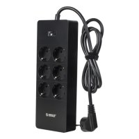 Разклонител Schuko 16A - 250V 6 гнезда с ключ и 5 USB Порта Orico HPC-6A5U Черен, снимка 2 - Друга електроника - 32505066