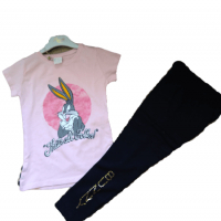 Сет от две части за момиче в розово и черно на Bugs Bunny, снимка 1 - Детски комплекти - 36563755