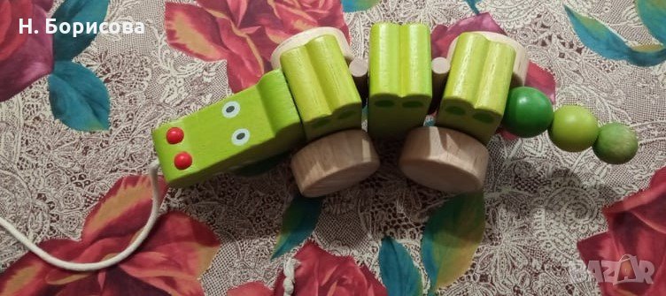 Дървен крокодил за дърпане, снимка 1