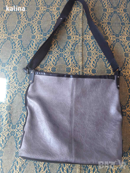 сива дамска чанта с дълга дръжка, снимка 1