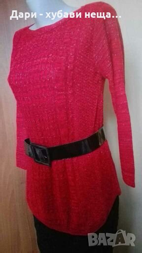 Пуловер в червено със сребриста нишка🌹🍀М р-р🌹🍀арт.3096, снимка 1