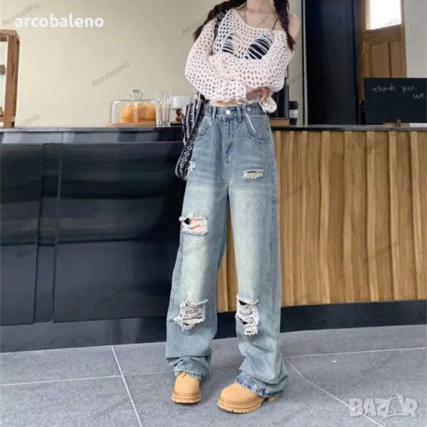 Дамски ежедневни модни накъсани дънки , снимка 1