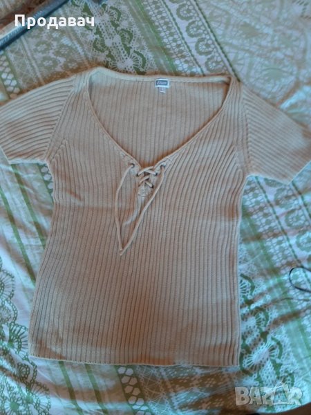Блузка с къс ръкав плетена, снимка 1