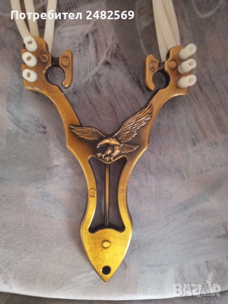 Метална прашка за стрелба на открито пространство + резервен ластик и 50бр.топчета., снимка 1