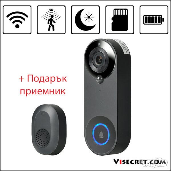 WiFi безжичен видео звънец - Видеодомофон, снимка 1