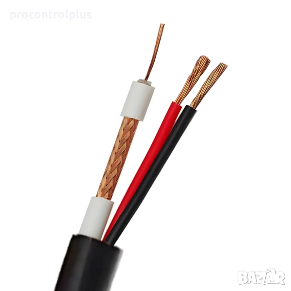 Микрокоаксиален кабел RG59 + 2x0,75mm Черен 100м, снимка 1