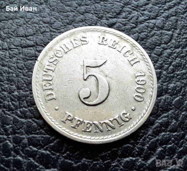 Стара монета 5 пфенига 1900 г.буква  А -  Германия-топ качество на топ цена ! , снимка 1
