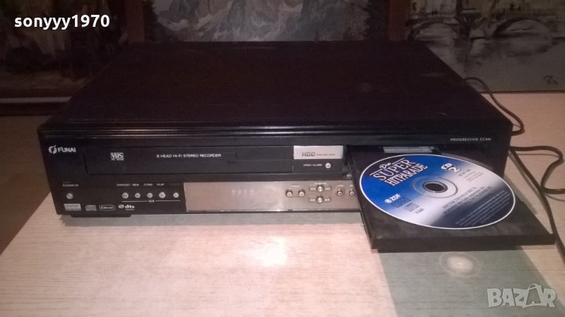 funai t3c-d8182db-dvd/hdd/video 6head hi-fi-внос швеицария, снимка 1