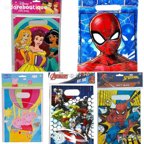 10 бр Подаръчни торбички детски анимации Прасето Пепа Спайдърмен Принцесите на Дисни, снимка 1
