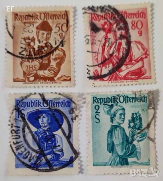 Австрия, 1948-49 г. - марки с печат, част от серия "Костюми", 1*20, снимка 1