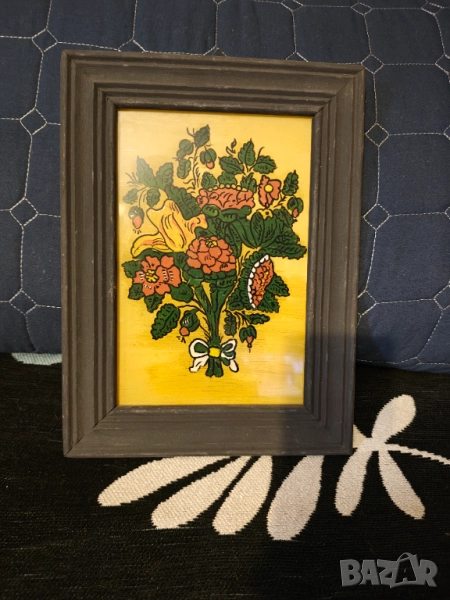 Картина върху стъкло дървена рамка , снимка 1