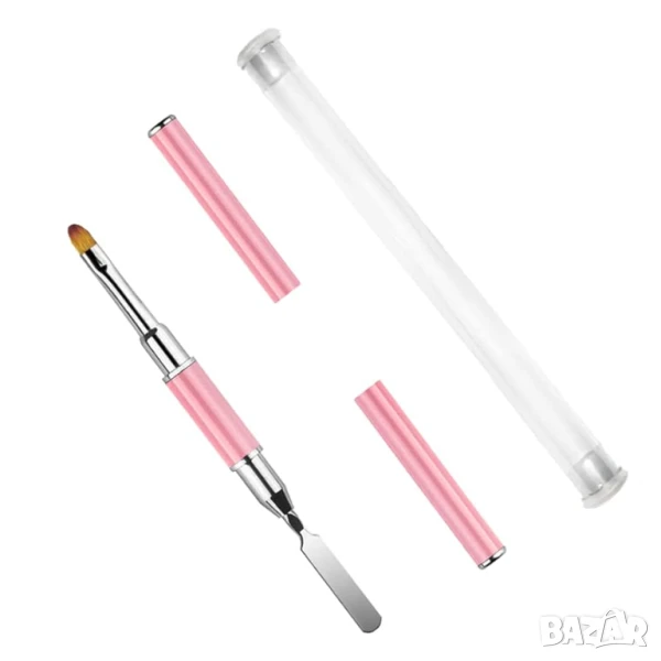 РАЗПРОДАЖБА! - Двустранна четка за полигел - розова, снимка 1