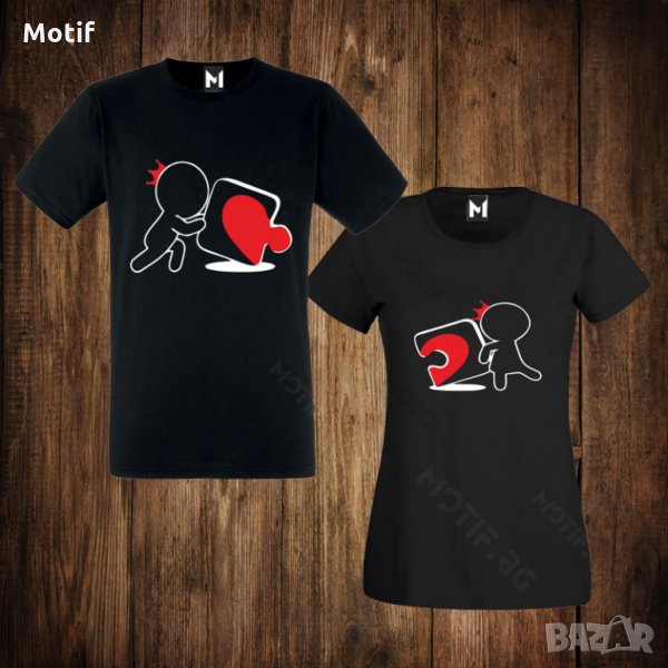 Тениски за двойки - Свети Валентин - дамска тениска + мъжка тениска , снимка 1