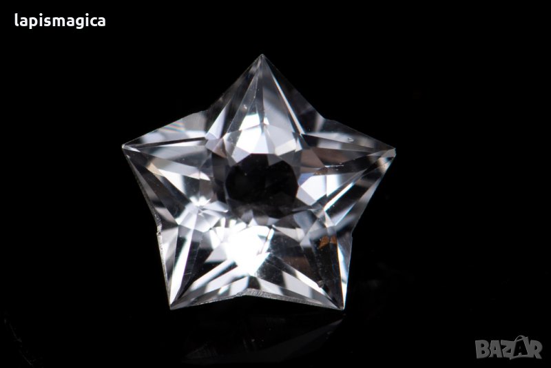 Уникален бял топаз със звездовидна шлифовка 1.48ct VVS, снимка 1