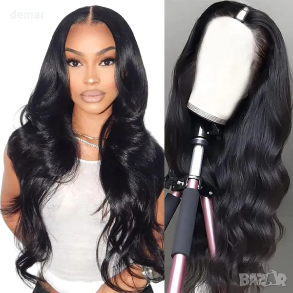 Перука с човешка коса 150% плътност, натурална черна, 40,6 см, снимка 1