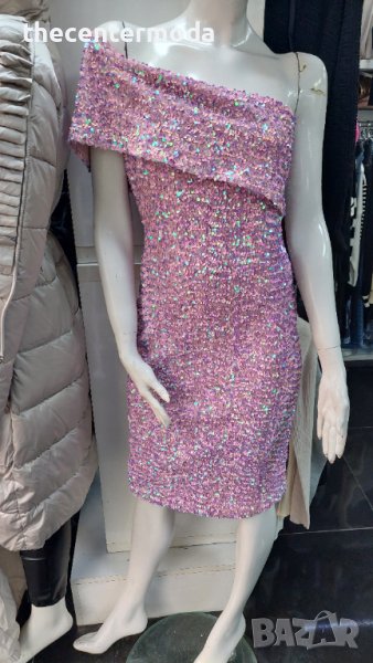 Розова рокля с пайети, снимка 1
