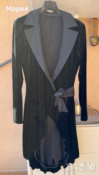 Елегантен, кадифен, черен смокинг 46, Нов, снимка 1