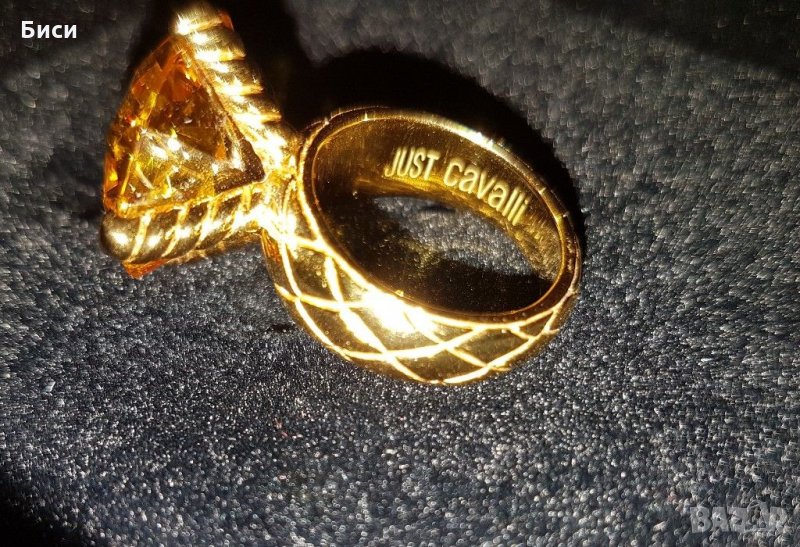 Just Cavalli-оригинален нов,18к.позлатен пръстен със естествен цитрин, снимка 1