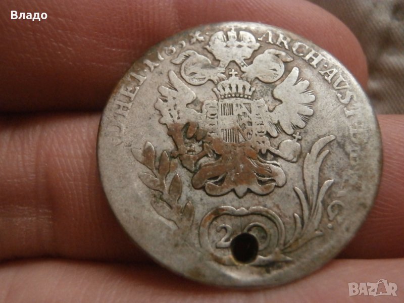 Сребърна монета 20 кройцера 1785, снимка 1