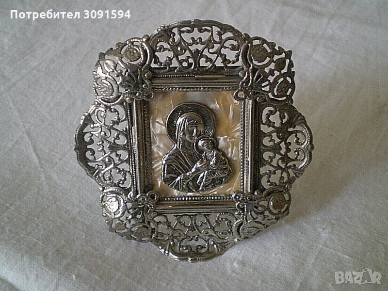 Икона целулолит с посребрен обков, снимка 1