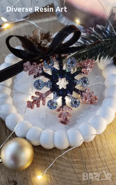 Коледни снежинки от епоксидна смола, снимка 1