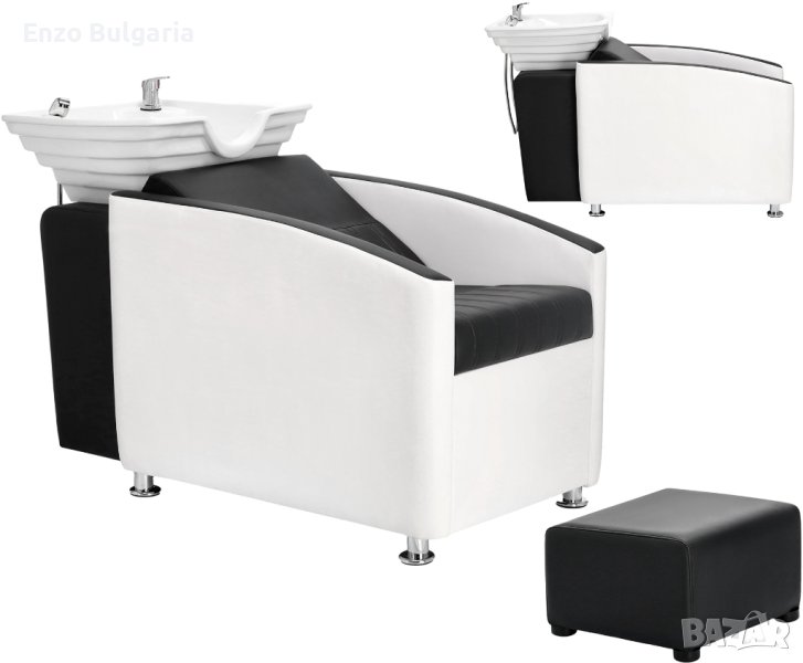 Бръснарска фризьорска Solin миялна станция за фризьорски салон купа керамична B63-SU090-WHITE, снимка 1