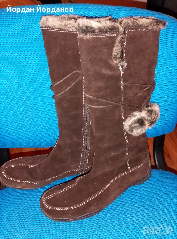 Дамски,зимни, велурени ботуши, снимка 1